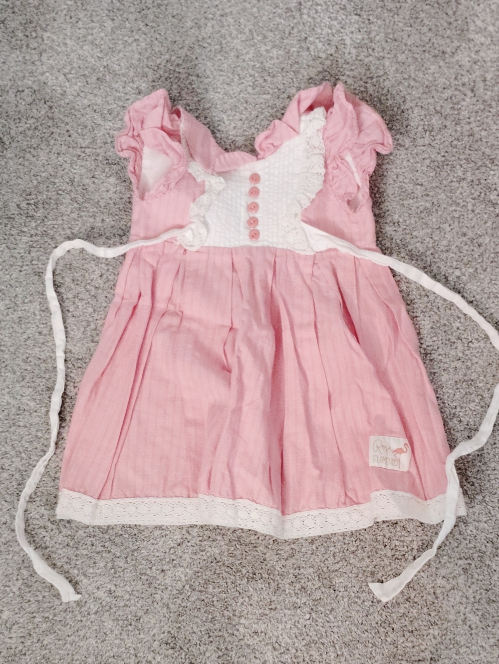 Rosa Flamenco Pink Lace-Trim Girls' Summer Dress